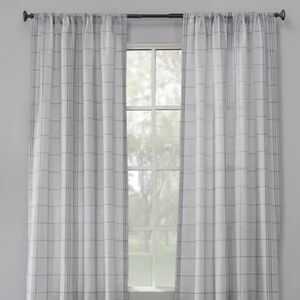 Farmhouse Plaid Semi-Sheer Rod Pocket Curtain Panel set of 2